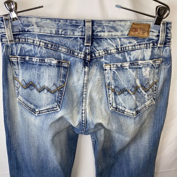 BKE Star Jeans Womens 29X35.5 Flared Distressed Light Wash Denim Embroidered - Picture 1 of 14